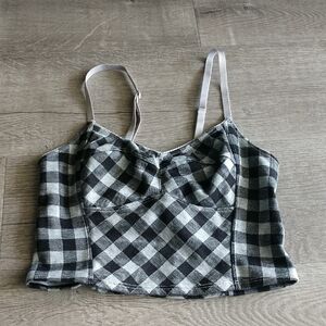 Plaid Black and Gray Top